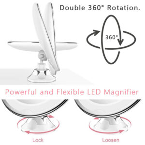 LED Light Makeup Mirror Lamp 10X Magnifier Battery Vanity Magnifying Glass Make Up Mini Bath Cosmetic Bathroom Smart Suction Cup