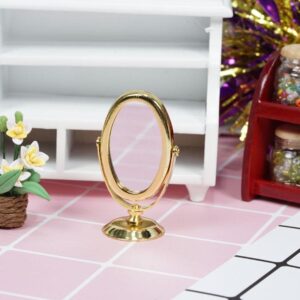 4.4cm Hight Mini Circular Makeup Mirror Bedroom Table Metal And Glass Round Shape Stand Cosmetic Clear Mirror Make Up Accessorie